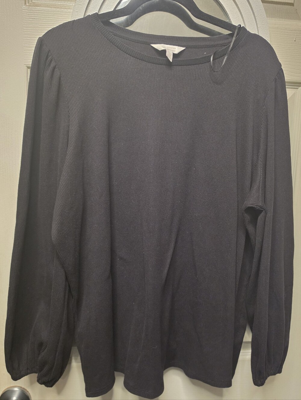 LC Lauren Conrad Black Ribbed Long Sleeve Top
